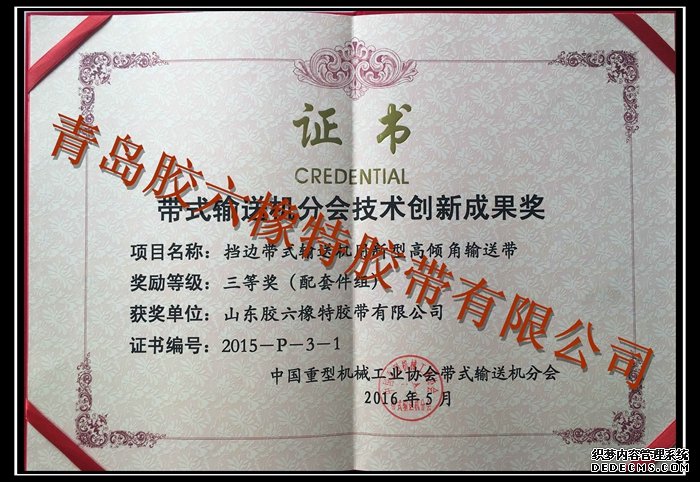 中國帶機協會技術創(chuàng)新成果證書